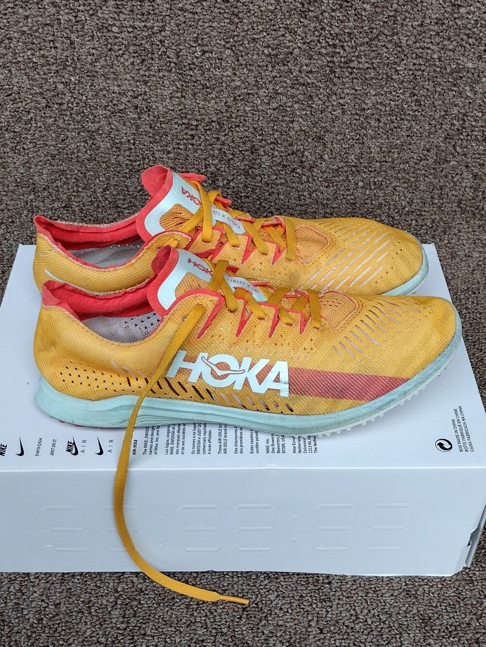 Hoka Shoes Radiant Yellow Orange Cielo X Track & Field Women's Size 11 MSR $160